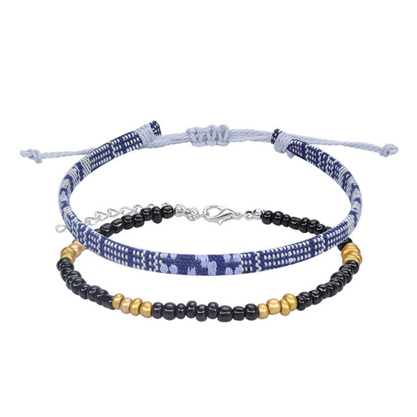 Wholesale Anklet Bohemian Handwoven Fabric Geometric Style Unisex