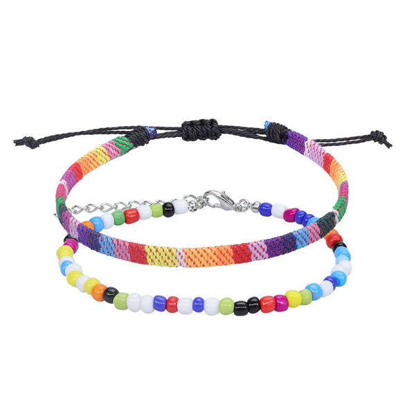 Wholesale Anklet Bohemian Handwoven Fabric Geometric Style Unisex