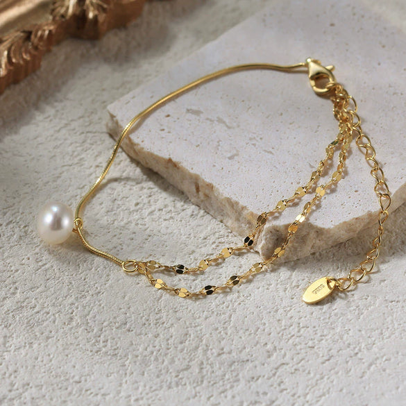 Wholesale Anklet S925 Sterling Silver Natural Geometric Retro Style