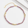 Wholesale Anklet S925 Sterling Silver Purple Mica Stone Square Gold Nugget Geometric Style