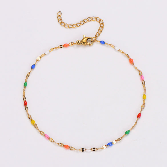 Wholesale Anklet Stainless Steel Geometric Ushaped Electroplated Lip Chain For Women