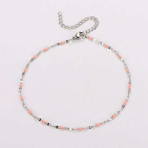 Wholesale Anklet Stainless Steel Geometric Ushaped Electroplated Lip Chain For Women