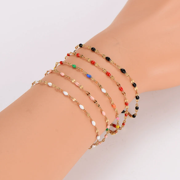 Wholesale Anklet Stainless Steel Geometric Ushaped Electroplated Lip Chain For Women