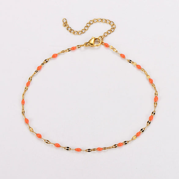 Wholesale Anklet Stainless Steel Geometric Ushaped Electroplated Lip Chain For Women