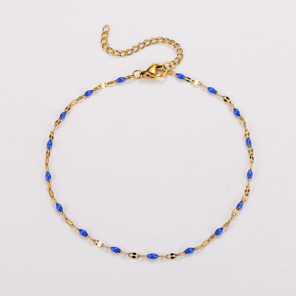 Wholesale Anklet Stainless Steel Geometric Ushaped Electroplated Lip Chain For Women