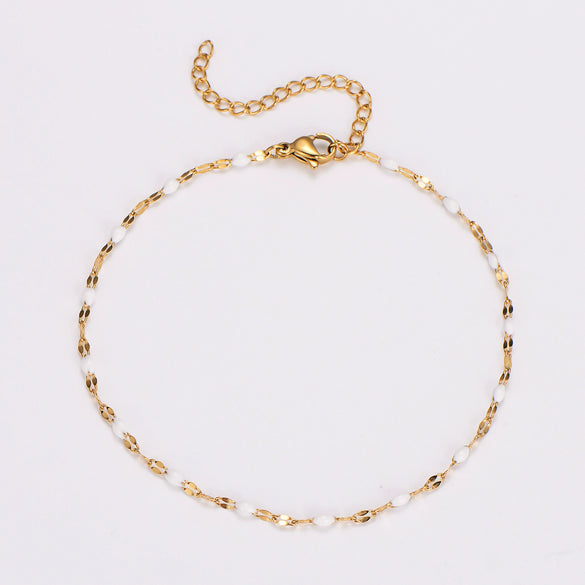 Wholesale Anklet Stainless Steel Geometric Ushaped Electroplated Lip Chain For Women