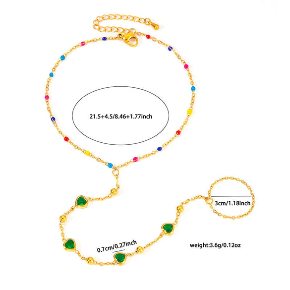 Wholesale Anklet Stainless Steel Light Luxury Heart Shape Electroplating Enamel