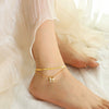 Wholesale Anklet Titanium Steel Gold Plated Butterfly Inlaid Artificial Gemstones And Semiprecious Stones For Women