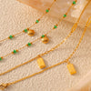 Wholesale Anklet 316L Stainless Steel Gold Plated Retro Shell Brick Pendant Geometric Beaded Design Unisex