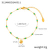 Wholesale Anklet 316L Stainless Steel Gold Plated Retro Shell Brick Pendant Geometric Beaded Design Unisex