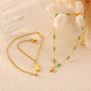 Wholesale Anklet 316L Stainless Steel Gold Plated Retro Shell Brick Pendant Geometric Beaded Design Unisex