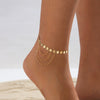 Wholesale Anklets Metal Sequin Geometric Style Tassel Chain For Women