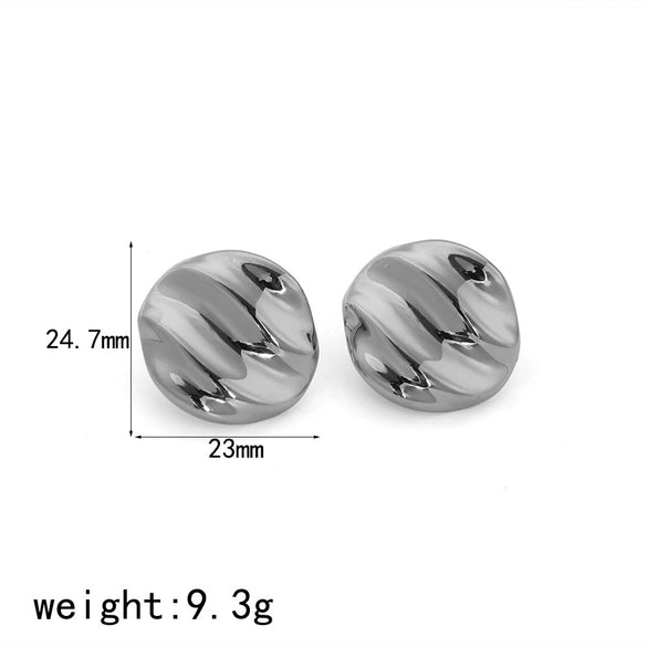 Wholesale Antiallergic Highgrade Earrings Stainless Steel Round Water Ripple Geometric 18K Gold Nonfading Electroplated