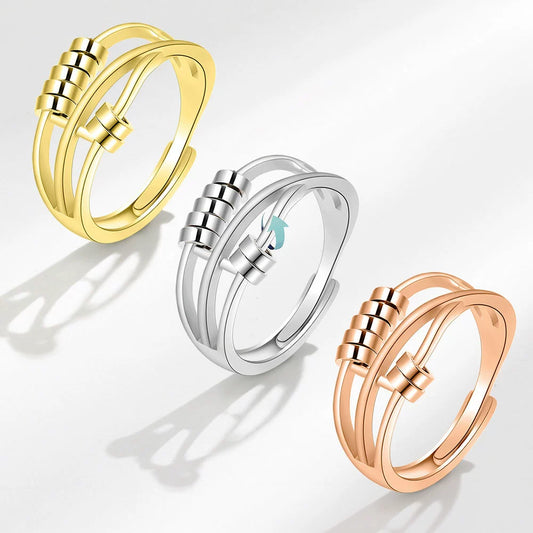 Wholesale Anxiety Ring Rotating Creative Threering Smart Finger Ring Copper Geometric Minimalist Electroplating Women's Jewelry