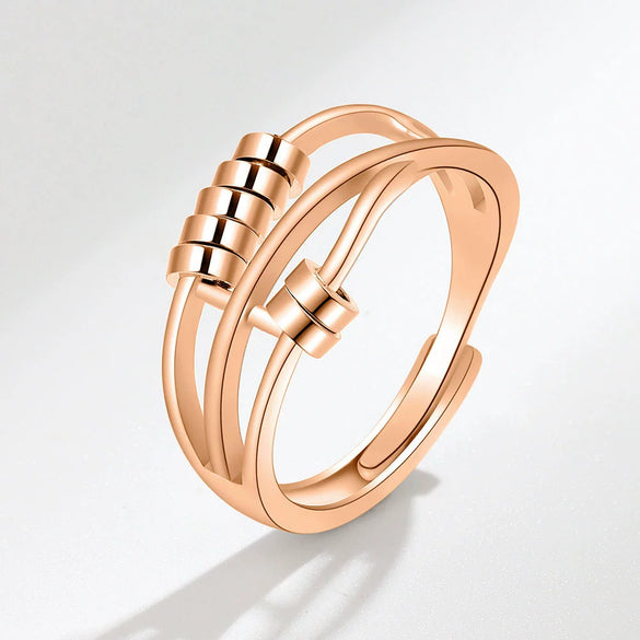 Wholesale Anxiety Ring Rotating Creative Threering Smart Finger Ring Copper Geometric Minimalist Electroplating Women's Jewelry