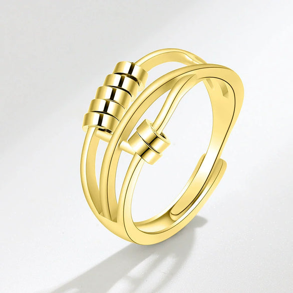 Wholesale Anxiety Ring Rotating Creative Threering Smart Finger Ring Copper Geometric Minimalist Electroplating Women's Jewelry