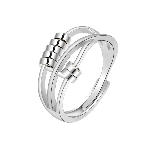 Wholesale Anxiety Ring Rotating Creative Threering Smart Finger Ring Copper Geometric Minimalist Electroplating Women's Jewelry