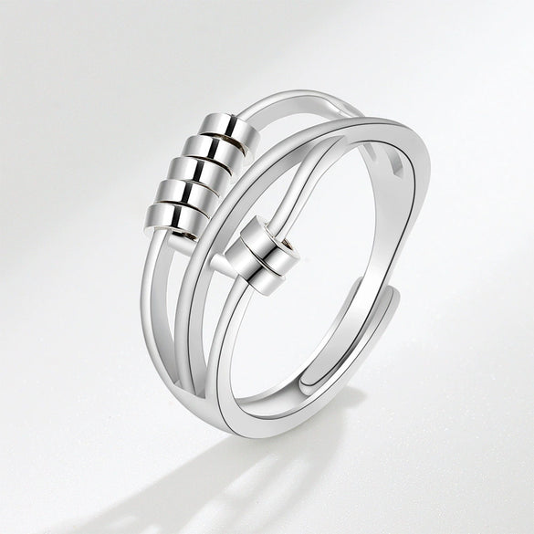 Wholesale Anxiety Ring Rotating Creative Threering Smart Finger Ring Copper Geometric Minimalist Electroplating Women's Jewelry
