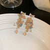 Wholesale Artificial Crystal Flower Heart Earrings Baroque Style Electroplated Girly