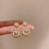 Wholesale Artificial Crystal Flower Heart Earrings Baroque Style Electroplated Girly