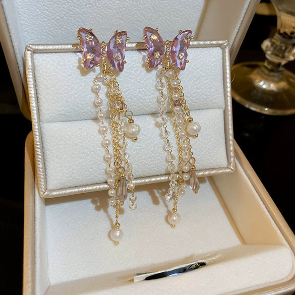 Wholesale Artificial Crystal Flower Heart Earrings Baroque Style Electroplated Girly