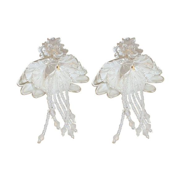 Wholesale Artificial Crystal Flower Tassel Earrings With Set Crystal Sweet Elegant High End Women's Earrings