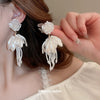 Wholesale Artificial Crystal Flower Tassel Earrings With Set Crystal Sweet Elegant High End Women's Earrings