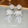 Wholesale Artificial Crystal Flower Tassel Earrings With Set Crystal Sweet Elegant High End Women's Earrings