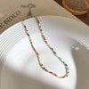 Wholesale Artificial Crystal Geometry Style Polishing Ball Chain Clavicle Necklace