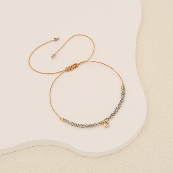Wholesale Artificial Crystal Heart Shape Braided Bracelet For Women Original Design Jewelry