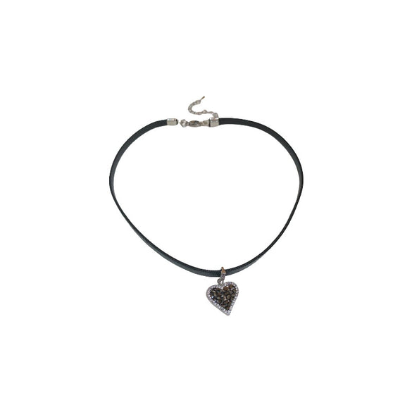 Wholesale Artificial Crystal Heart Shaped Metal Necklace With Inlaid Zircon Sweet And Cool Style Choker