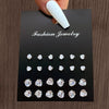 Wholesale Artificial Crystal Heartshaped Inlaid Crystal Zircon Earrings Set For Women
