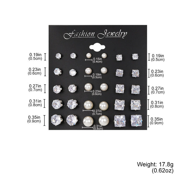 Wholesale Artificial Crystal Heartshaped Inlaid Crystal Zircon Earrings Set For Women