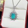 Wholesale Artificial Jewelry Copper Mixed Gem Inlay Geometric Exaggerated Style Pendant Necklace Earrings Set For Women