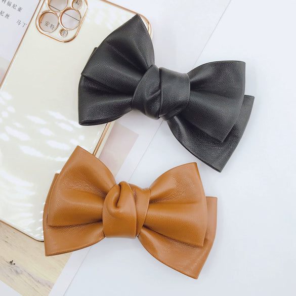 Wholesale Artificial Leather Handwoven Pleated Bow Jewelry And Phone Case Accessories