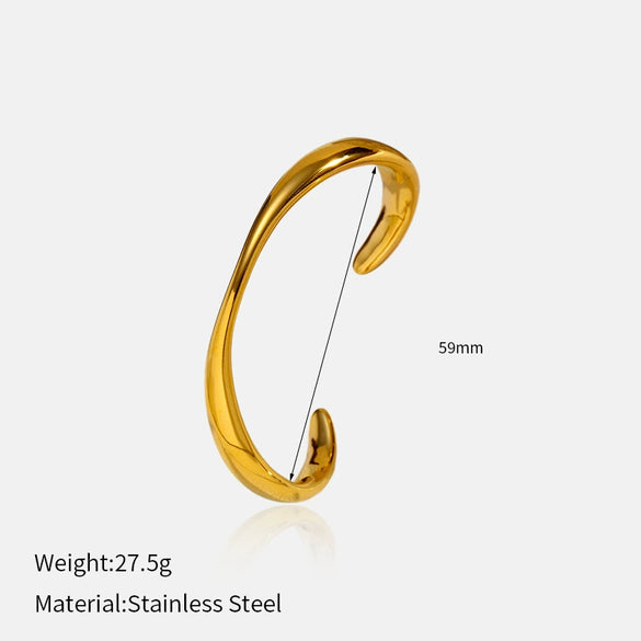 Wholesale Asymmetrical Geometric Retro Fashion Hip Hop Electroplated Titanium Steel Bracelets For Women