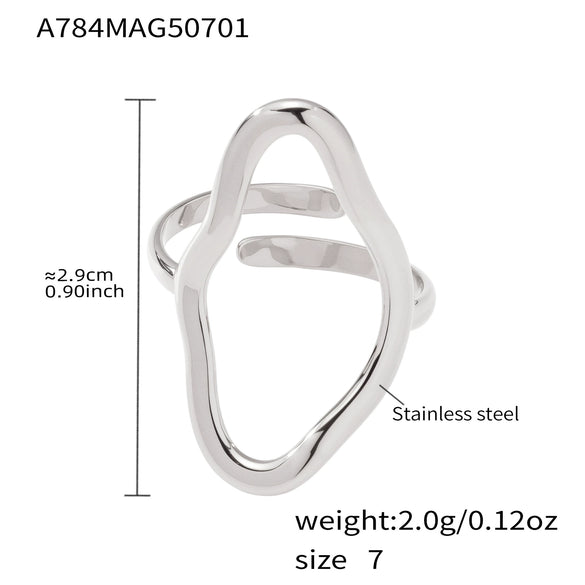Wholesale Asymmetrical Line Open Index Finger Ring Geometric Stainless Steel With 18K Gold Electroplating For Women