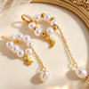 Wholesale Asymmetrical Long Tassel Star And Geometric Imitation Pearl Ear Clips For Women Electroplated