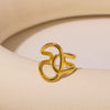 Wholesale Asymmetrical Stainless Steel Ring With Winding Geometric Design And 18K Real Gold Electroplating
