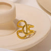 Wholesale Asymmetrical Stainless Steel Ring With Winding Geometric Design And 18K Real Gold Electroplating