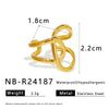 Wholesale Asymmetrical Stainless Steel Ring With Winding Geometric Design And 18K Real Gold Electroplating
