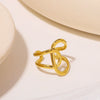 Wholesale Asymmetrical Stainless Steel Ring With Winding Geometric Design And 18K Real Gold Electroplating