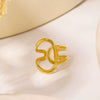Wholesale Asymmetrical Stainless Steel Ring With Winding Geometric Design And 18K Real Gold Electroplating