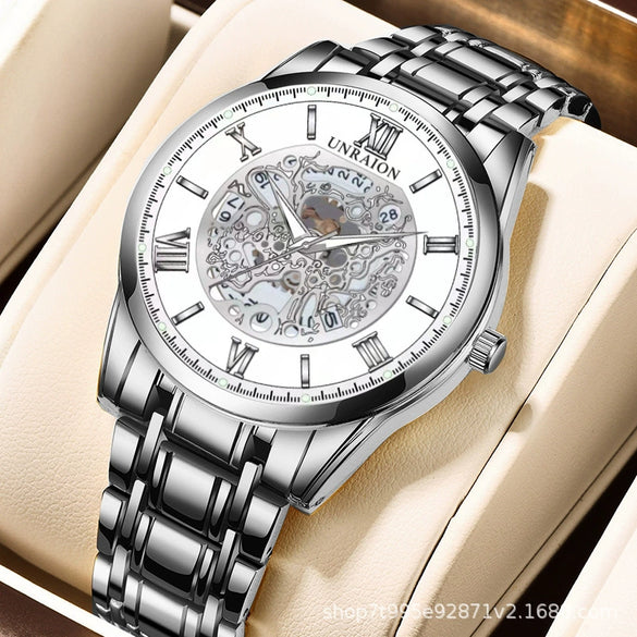 Wholesale Automatic Mechanical Men's Watch Stainless Steel Round Dial Business Style Waterproof