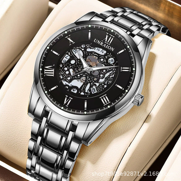 Wholesale Automatic Mechanical Men's Watch Stainless Steel Round Dial Business Style Waterproof