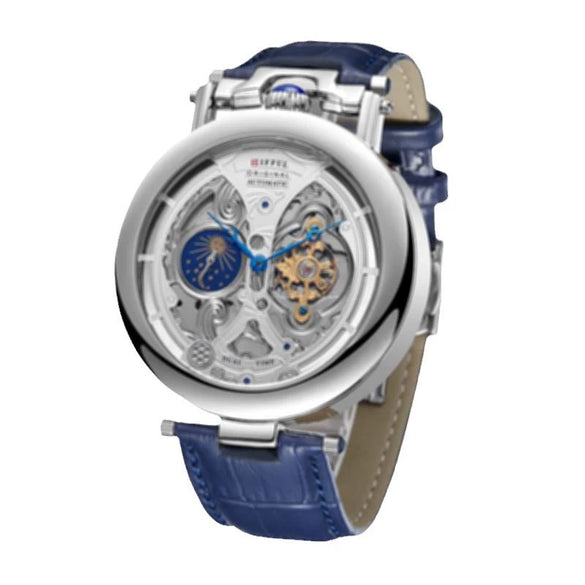 Wholesale Automatic Mechanical Men's Watch With Hollowout Transparent Tourbillon Waterproof Alloy Case Genuine Leather Strap Stainless Steel Buckle Mineral Reinforced Glass Mirror