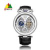 Wholesale Automatic Mechanical Men's Watch With Hollowout Transparent Tourbillon Waterproof Alloy Case Genuine Leather Strap Stainless Steel Buckle Mineral Reinforced Glass Mirror