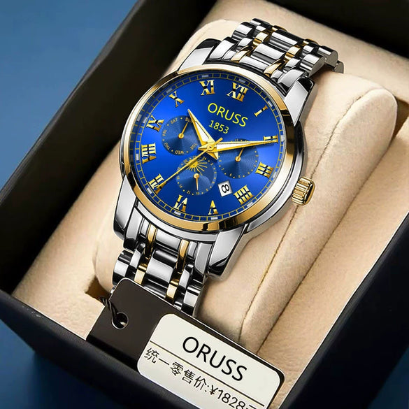 Wholesale Automatic Men's Watch Alloy Case And Strap Mineral Strengthened Glass Mirror Round Dial Leisure Style Waterproof Luminous