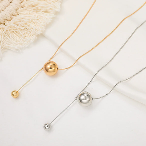 Wholesale Ball Clavicle Chain With Gold Bead Pendant Alloy Material Geometric Pattern Electroplating Treatment For Women Cold Style Niche Design