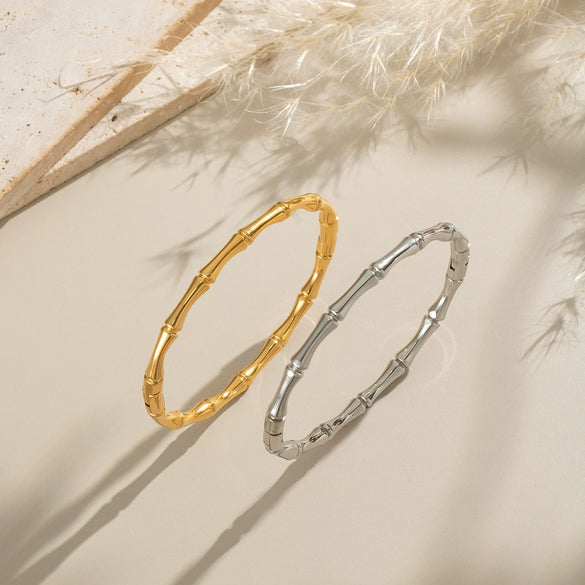 Wholesale Bamboo Style Stainless Steel Bracelets With 18K Gold Handmade And Electroplating Nonfading